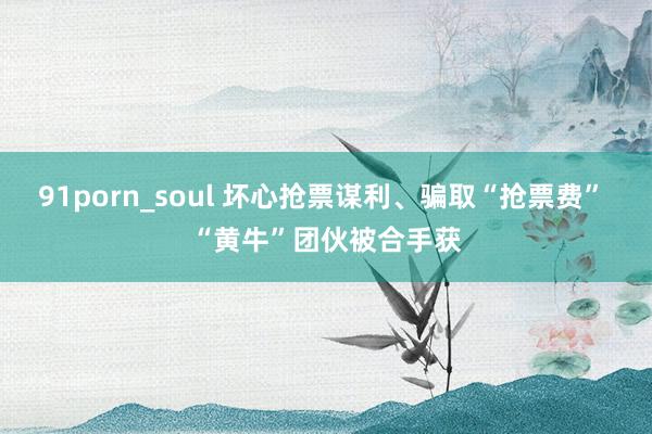 91porn_soul 坏心抢票谋利、骗取“抢票费” “黄牛”团伙被合手获