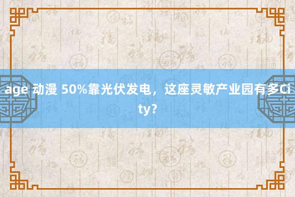 age 动漫 50%靠光伏发电，这座灵敏产业园有多City？