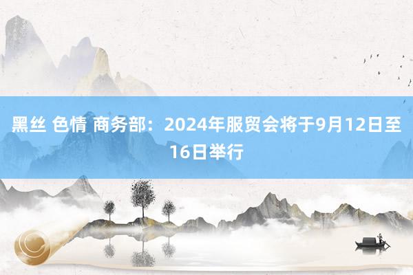 黑丝 色情 商务部：2024年服贸会将于9月12日至16日举行