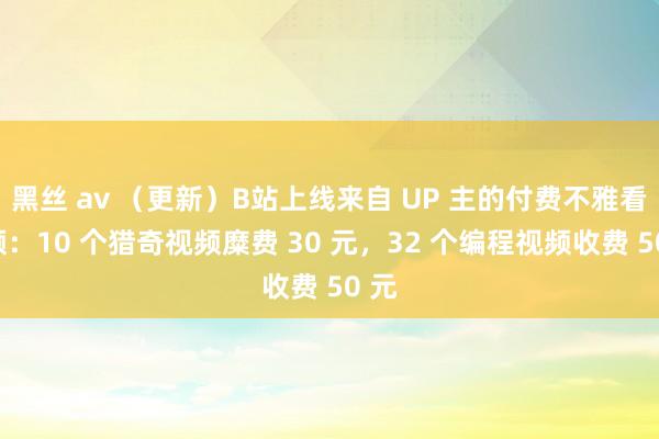 黑丝 av （更新）B站上线来自 UP 主的付费不雅看视频：10 个猎奇视频糜费 30 元，32 个编程视频收费 50 元