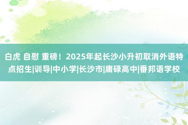 白虎 自慰 重磅！2025年起长沙小升初取消外语特点招生|训导|中小学|长沙市|庸碌高中|番邦语学校